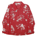 CREATION BY FRIEDA KALIN Womens Red Floral Print Zip Cotton Blend Jacket L
