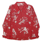 CREATION BY FRIEDA KALIN Womens Red Floral Print Zip Cotton Blend Jacket L