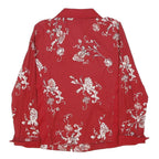 CREATION BY FRIEDA KALIN Womens Red Floral Print Zip Cotton Blend Jacket L