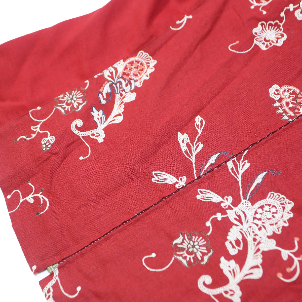 CREATION BY FRIEDA KALIN Womens Red Floral Print Zip Cotton Blend Jacket L