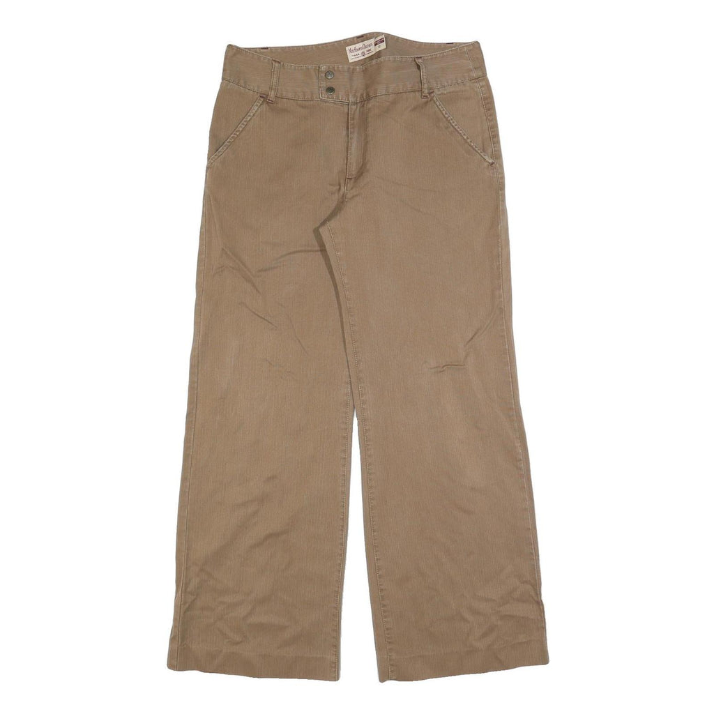 MARLBORO Womens Cotton Blend Beige Regular Wide-Leg Trousers W35 L32 Casual