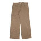 MARLBORO Womens Cotton Blend Beige Regular Wide-Leg Trousers W35 L32 Casual