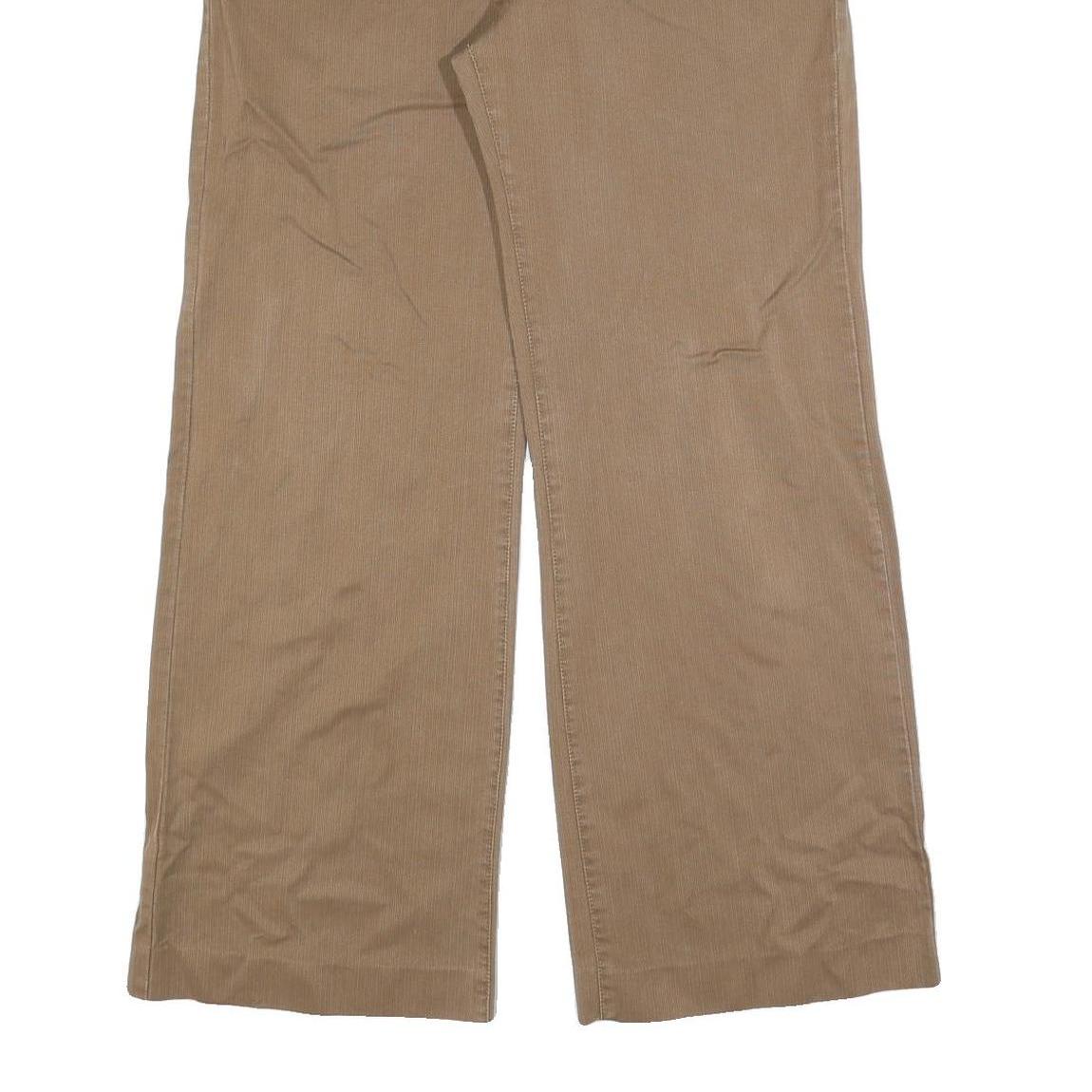 MARLBORO Womens Cotton Blend Beige Regular Wide-Leg Trousers W35 L32 Casual