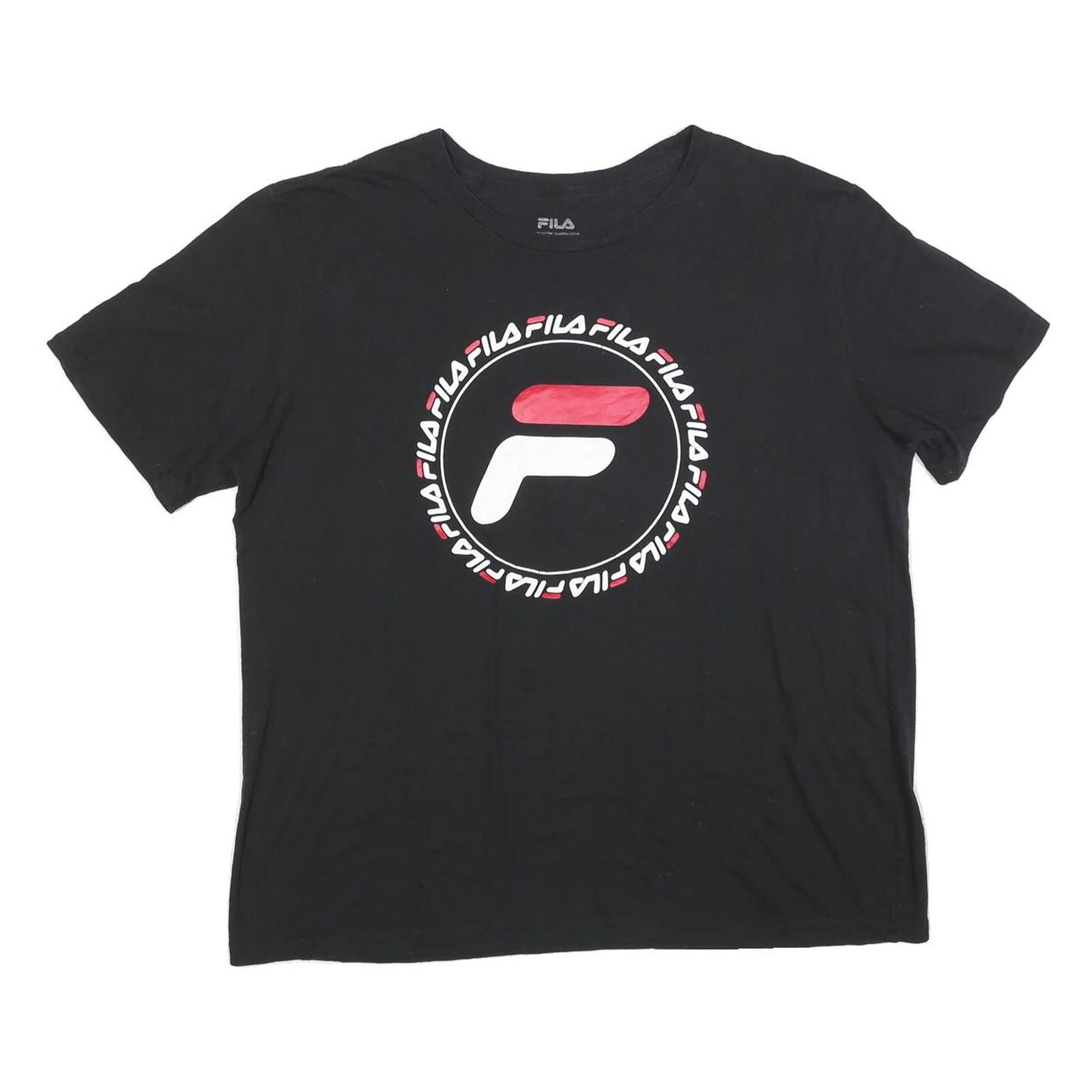 FILA Womens Black Graphic T-Shirt XL Short Sleeve Crew Neck Logo Print