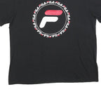 FILA Womens Black Graphic T-Shirt XL Short Sleeve Crew Neck Logo Print