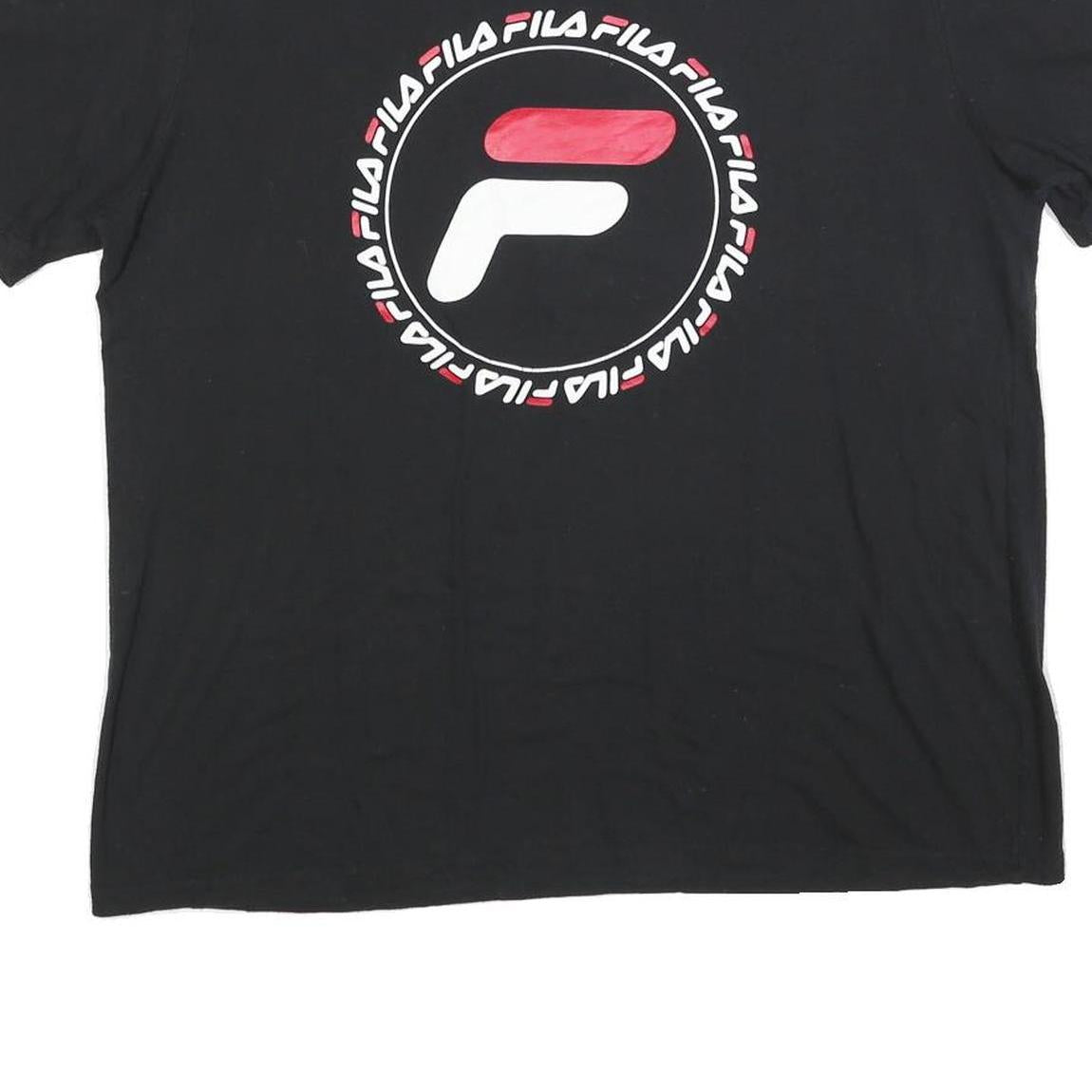 FILA Womens Black Graphic T-Shirt XL Short Sleeve Crew Neck Logo Print