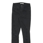 LEVI'S 721 Womens Jeans Black Slim Skinny Denim Raw W24 L27 Distressed