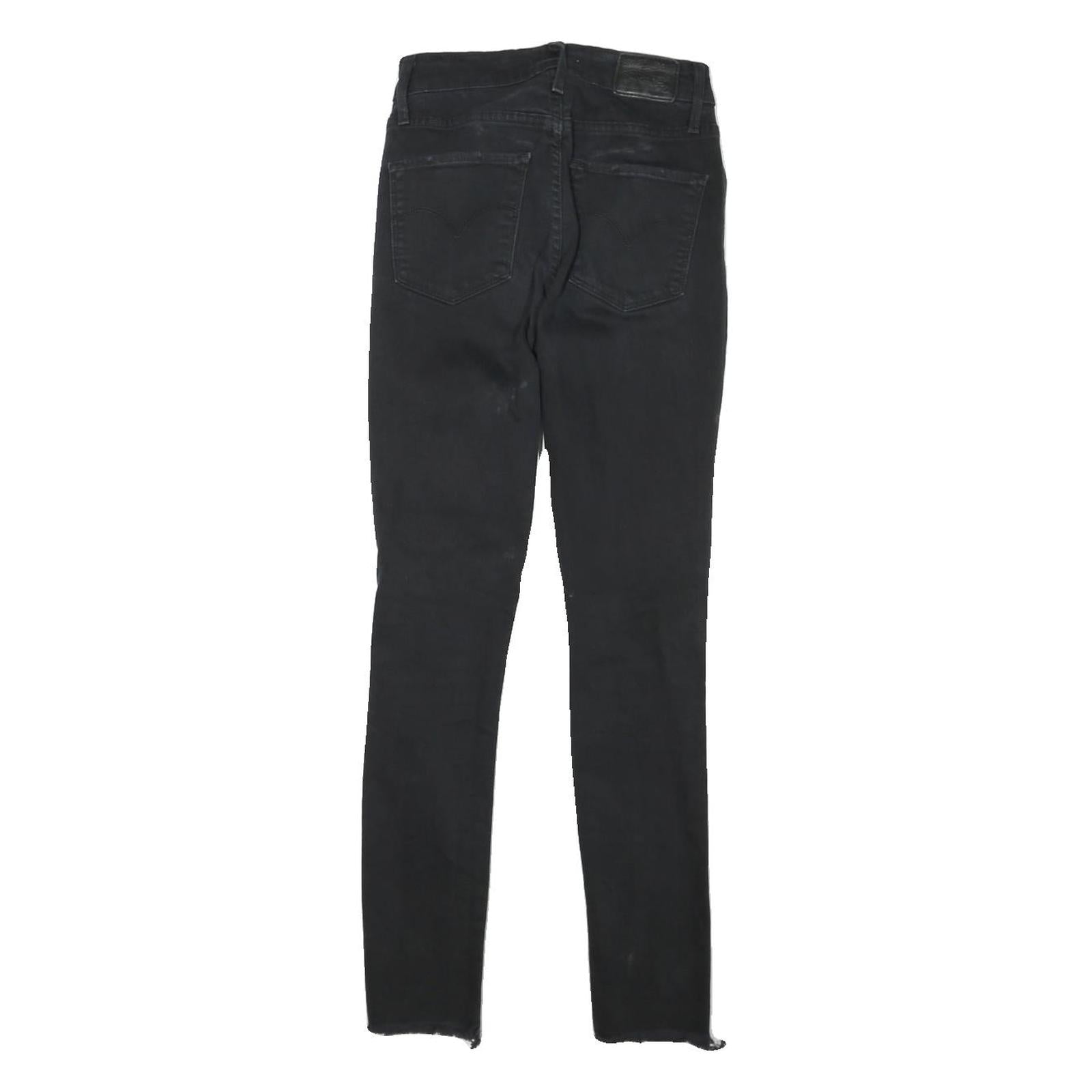 LEVI'S 721 Womens Jeans Black Slim Skinny Denim Raw W24 L27 Distressed