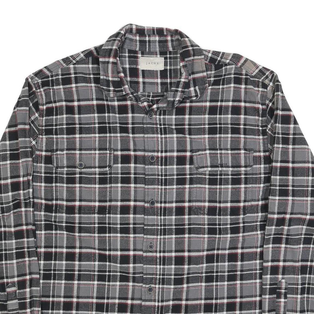 JACHS Mens Black & Grey Check Shirt 2XL Long Sleeve Cotton Blend Casual