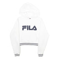 FILA Womens White Hoodie M Cotton Blend Logo Print Casual Pullover