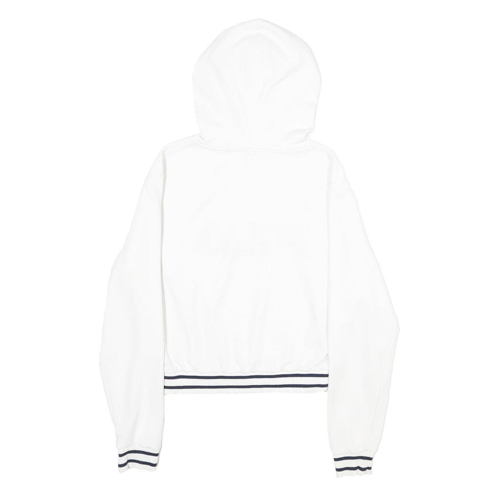 FILA Womens White Hoodie M Cotton Blend Logo Print Casual Pullover