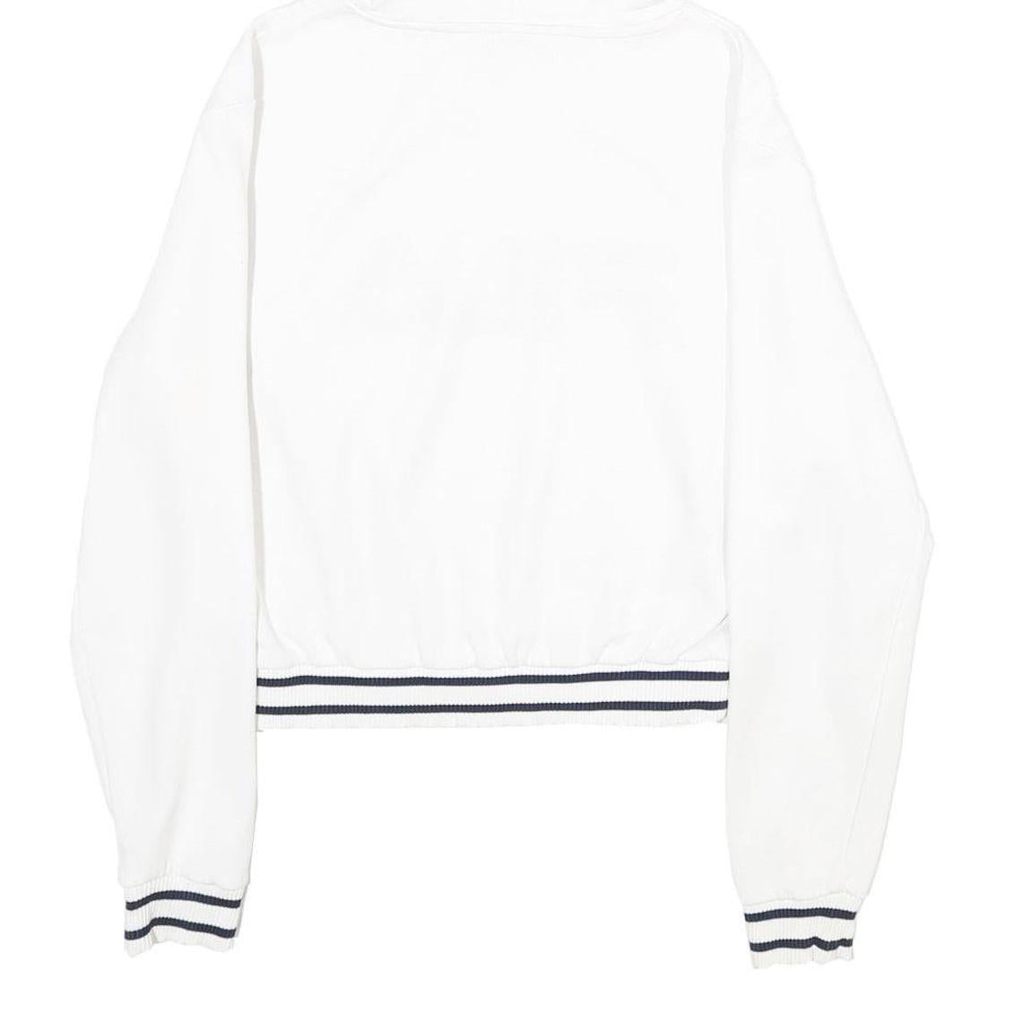 FILA Womens White Hoodie M Cotton Blend Logo Print Casual Pullover