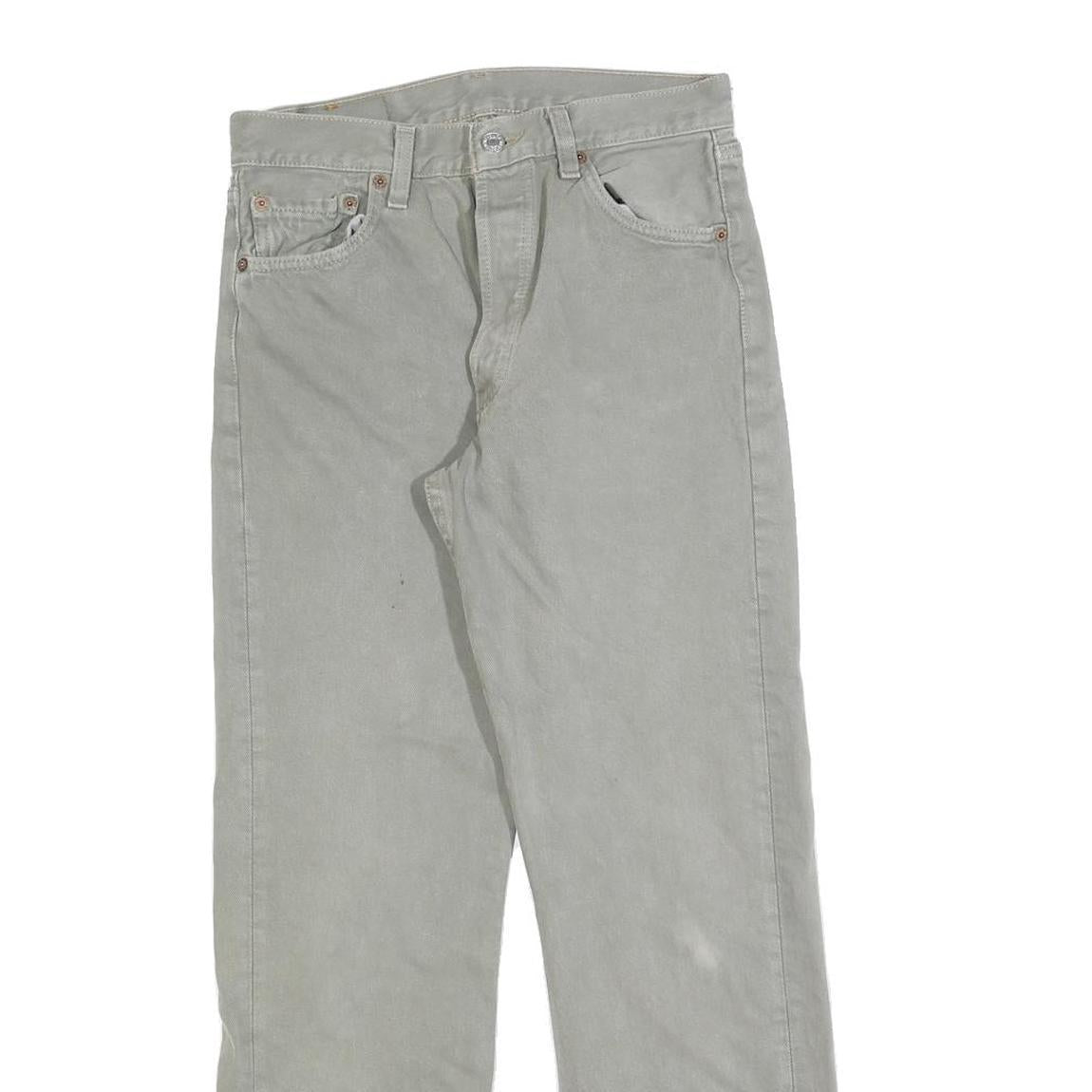 LEVI'S 501 Mens Jeans Beige Regular Straight Denim W30 L27 Classic Button Fly