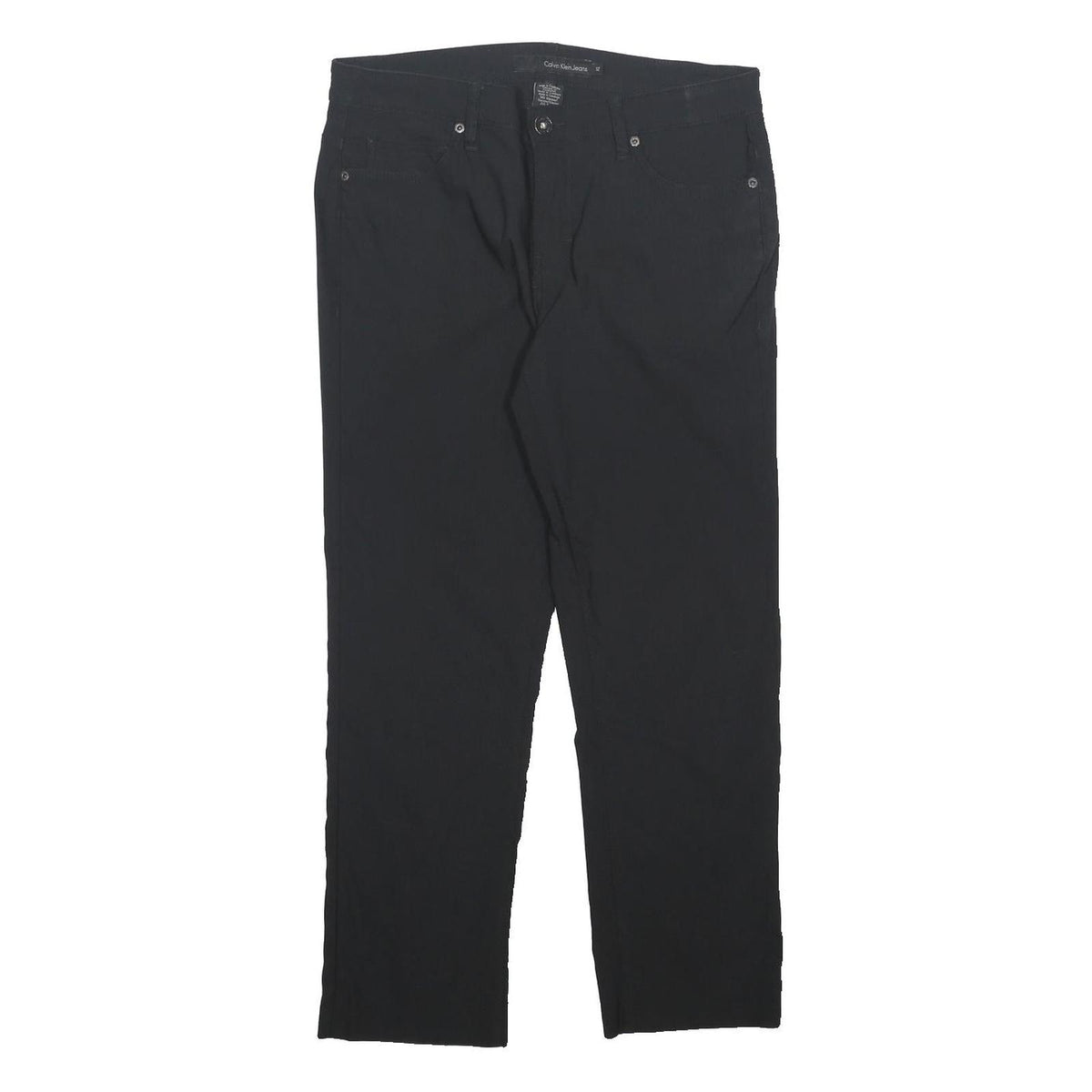 CALVIN KLEIN JEANS Womens Black Regular Straight Trousers W32 L26 Zip Pull On