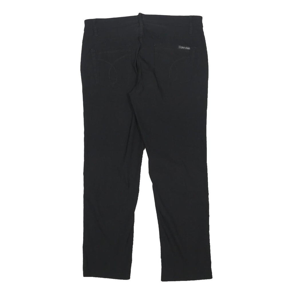 CALVIN KLEIN JEANS Womens Black Regular Straight Trousers W32 L26 Zip Pull On