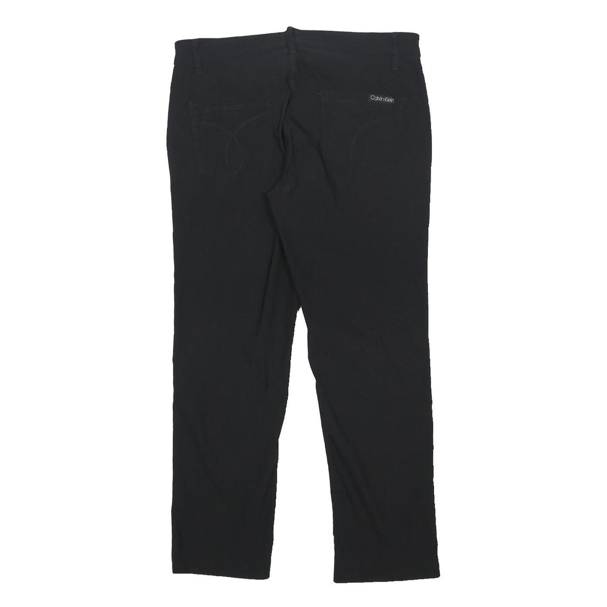 CALVIN KLEIN JEANS Womens Black Regular Straight Trousers W32 L26 Zip Pull On