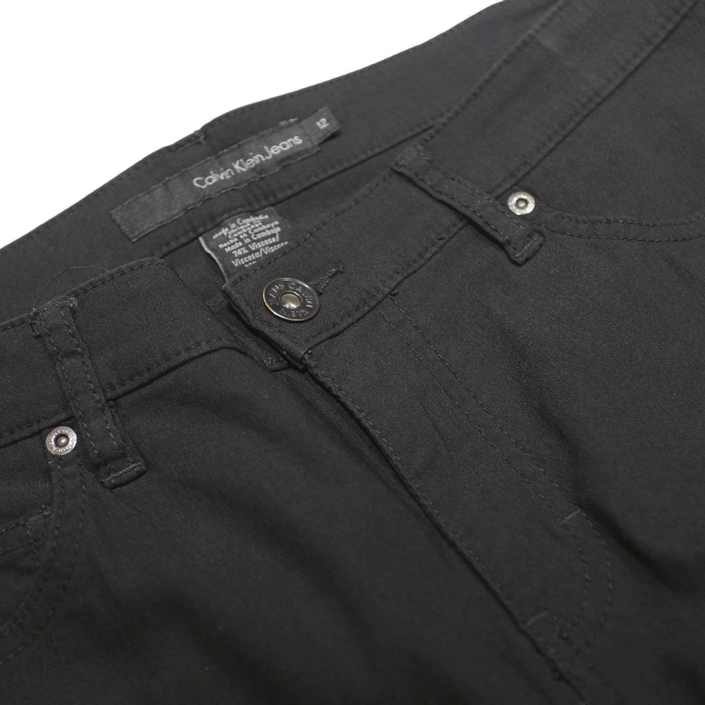 CALVIN KLEIN JEANS Womens Black Regular Straight Trousers W32 L26 Zip Pull On