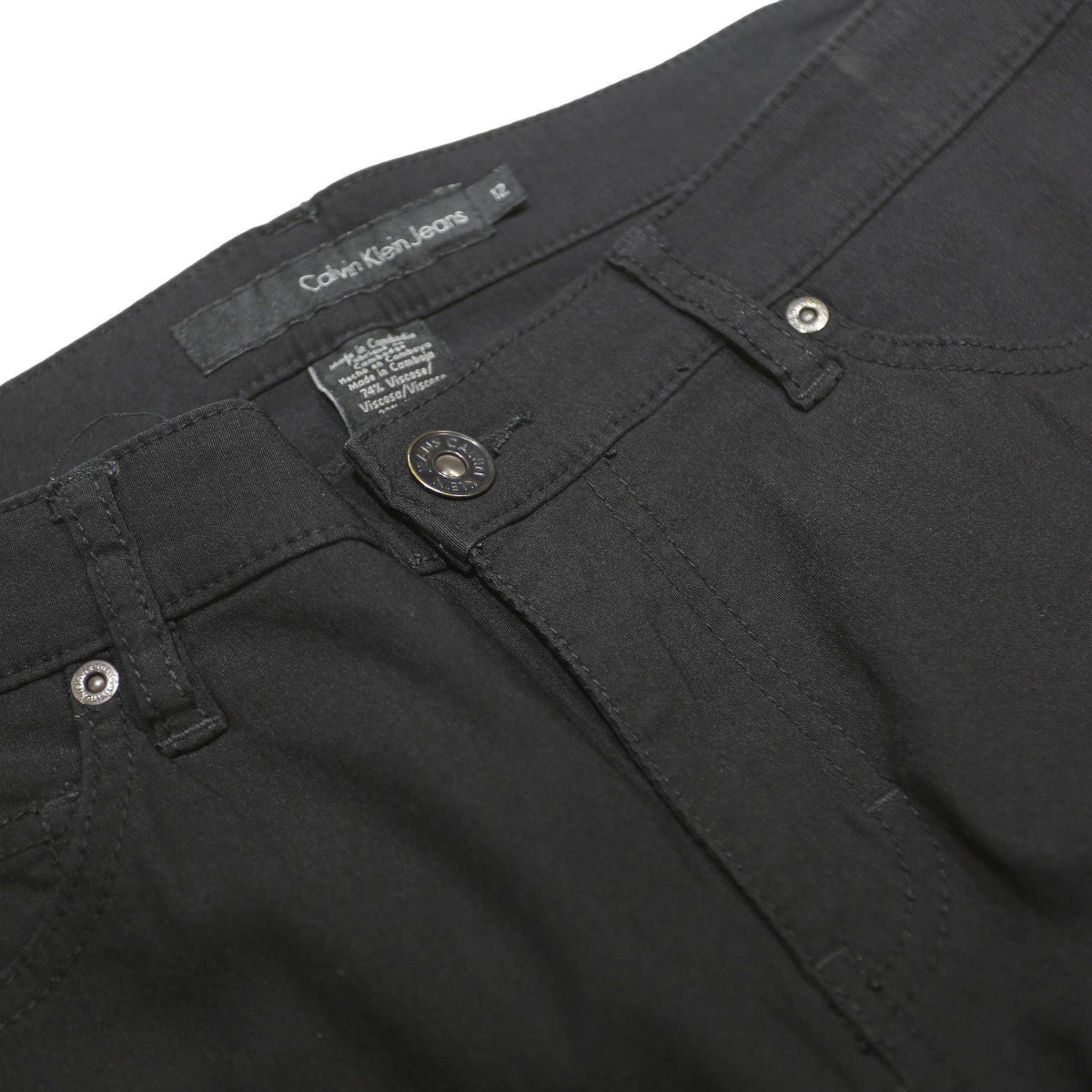 CALVIN KLEIN JEANS Womens Black Regular Straight Trousers W32 L26 Zip Pull On