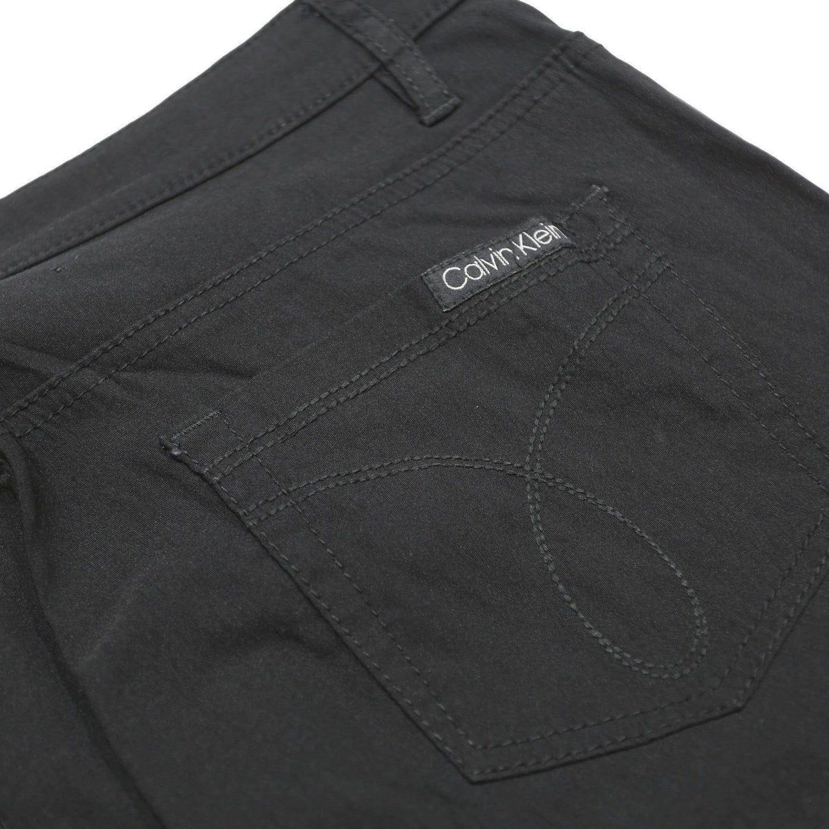 CALVIN KLEIN JEANS Womens Black Regular Straight Trousers W32 L26 Zip Pull On
