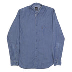 BOSS HUGO BOSS Mens Blue & White Patterned Shirt S Cotton Long Sleeve Casual