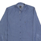 BOSS HUGO BOSS Mens Blue & White Patterned Shirt S Cotton Long Sleeve Casual