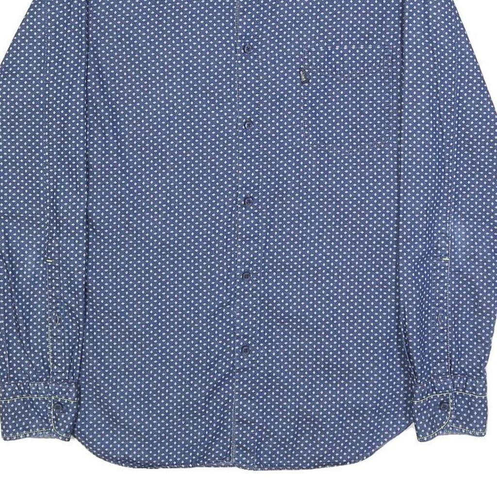 BOSS HUGO BOSS Mens Blue & White Patterned Shirt S Cotton Long Sleeve Casual