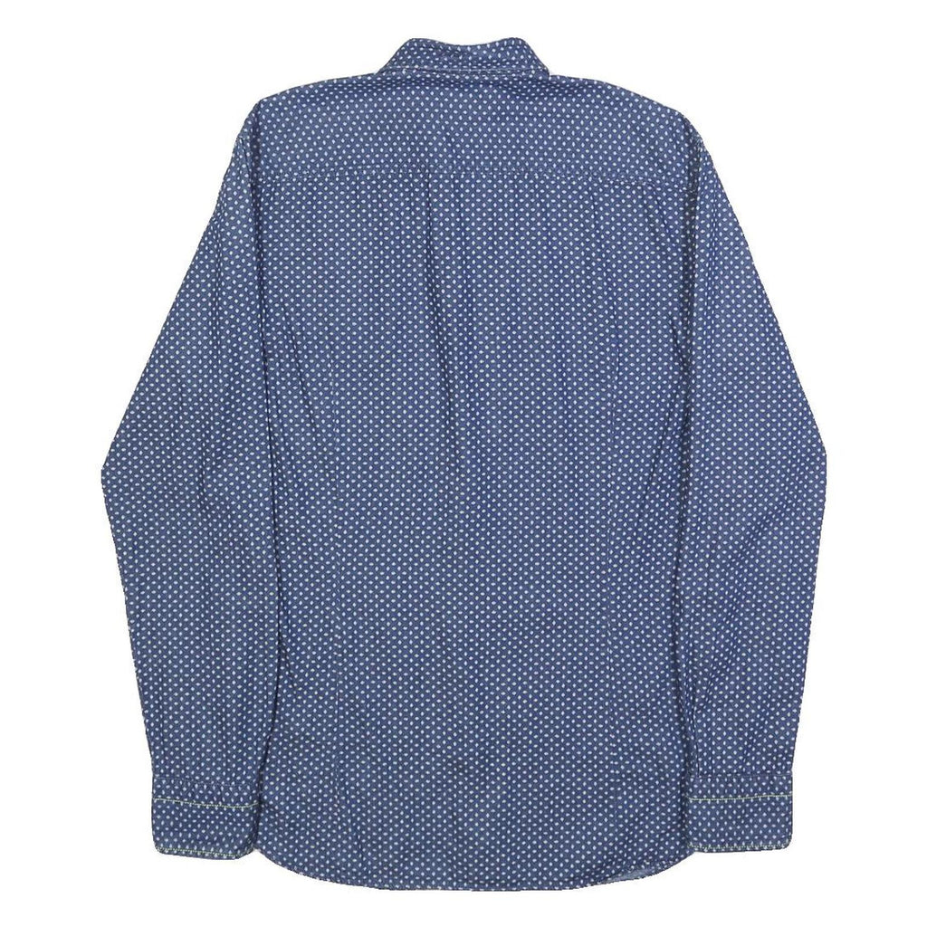 BOSS HUGO BOSS Mens Blue & White Patterned Shirt S Cotton Long Sleeve Casual