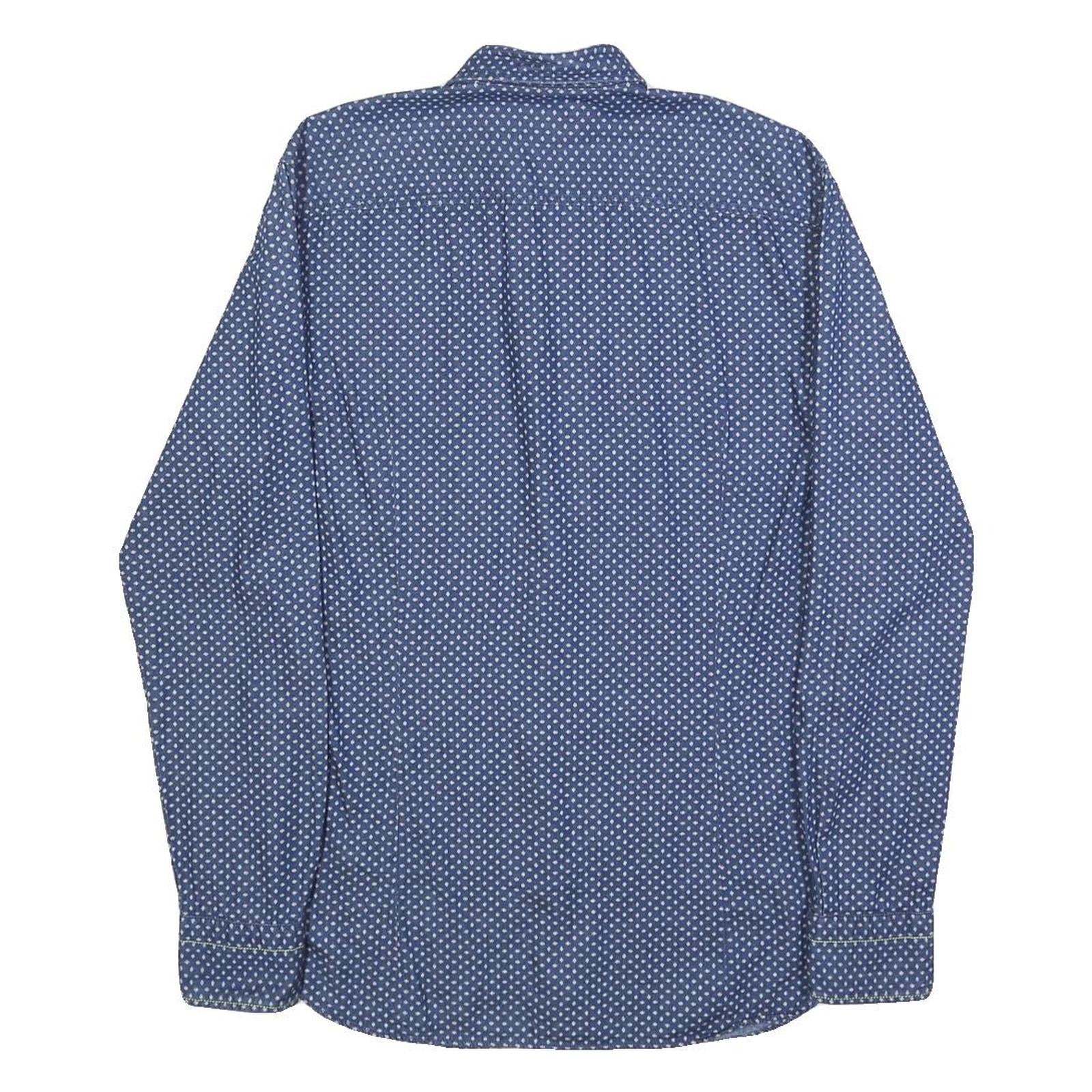 BOSS HUGO BOSS Mens Blue & White Patterned Shirt S Cotton Long Sleeve Casual