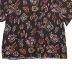 SAG HARBOUR Womens Black Printed Top Short Sleeve Round Neck L Rayon Casual