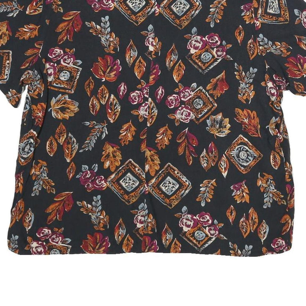 SAG HARBOUR Womens Black Printed Top Short Sleeve Round Neck L Rayon Casual