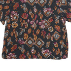 SAG HARBOUR Womens Black Printed Top Short Sleeve Round Neck L Rayon Casual