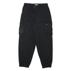 H&M Womens Cotton Blend Black Relaxed Cargo Trousers W28 L26 Drawstring Waist