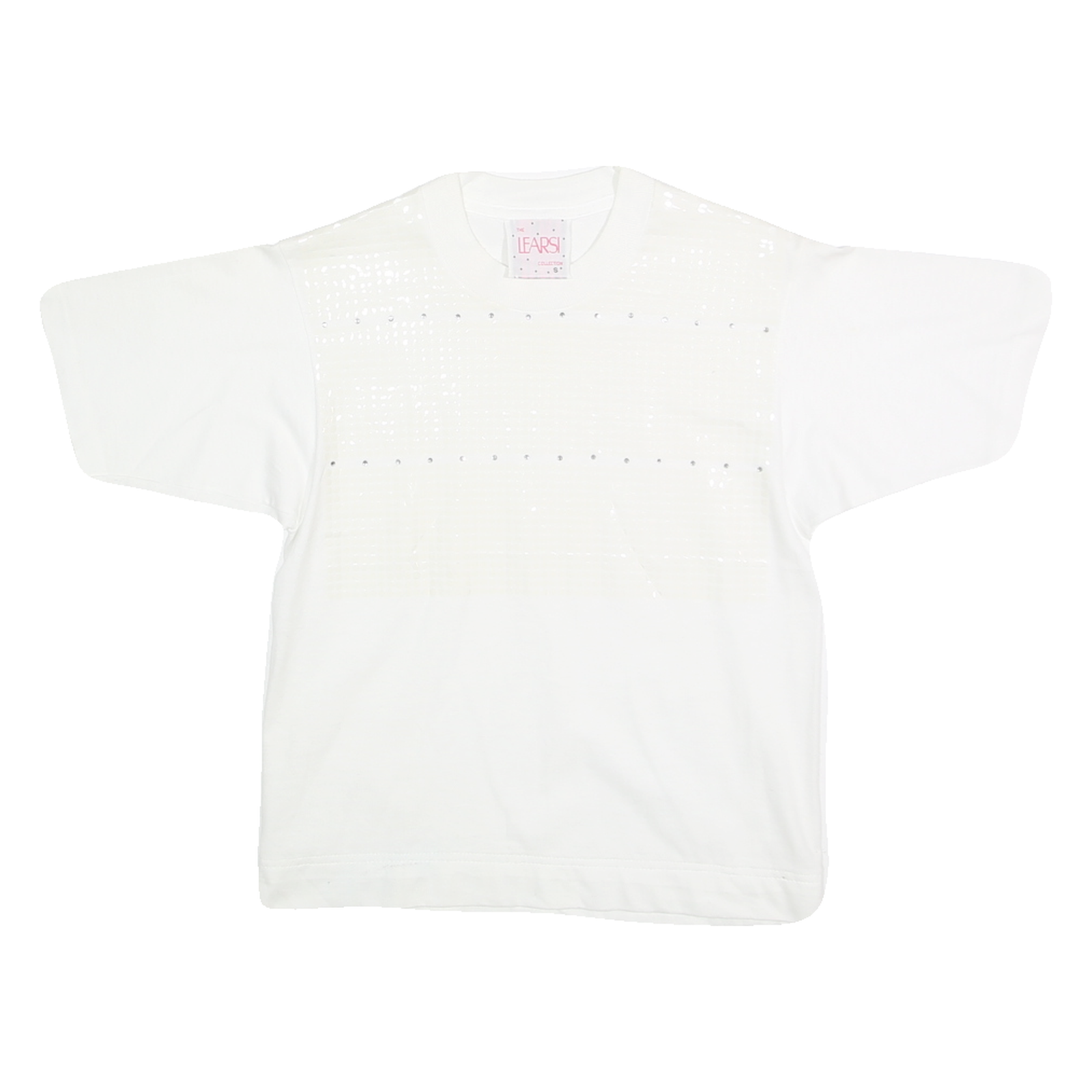 THE LEARSI COLLECTION Womens White Short Sleeve Crew Neck T-Shirt S Cotton Blend