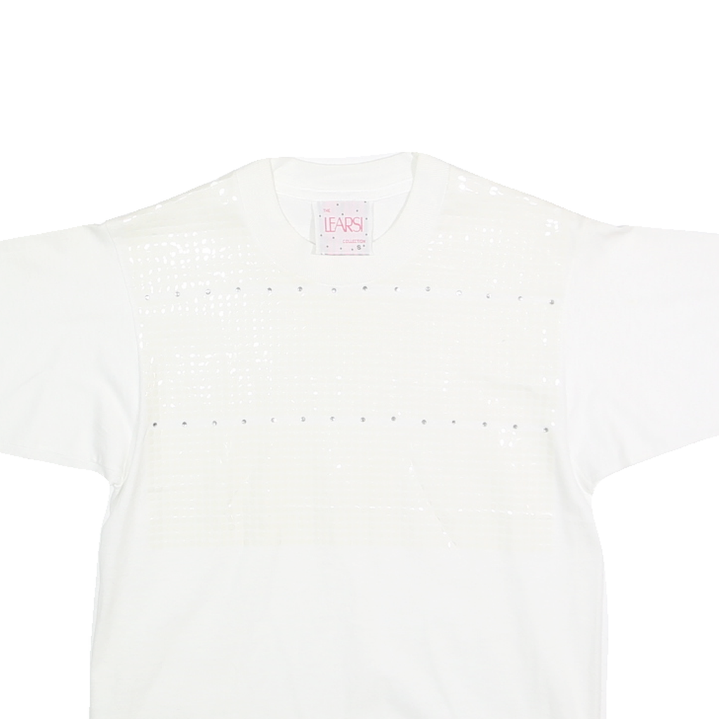 THE LEARSI COLLECTION Womens White Short Sleeve Crew Neck T-Shirt S Cotton Blend
