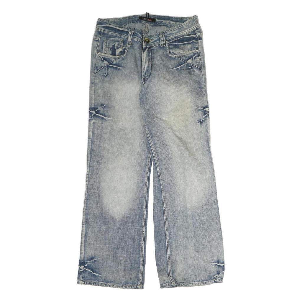 PEUTON Mens Jeans Blue Regular Straight Denim Light W34 L31 Comfort Classic Zip