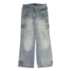 PEUTON Mens Jeans Blue Regular Straight Denim Light W34 L31 Comfort Classic Zip