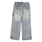 PEUTON Mens Jeans Blue Regular Straight Denim Light W34 L31 Comfort Classic Zip