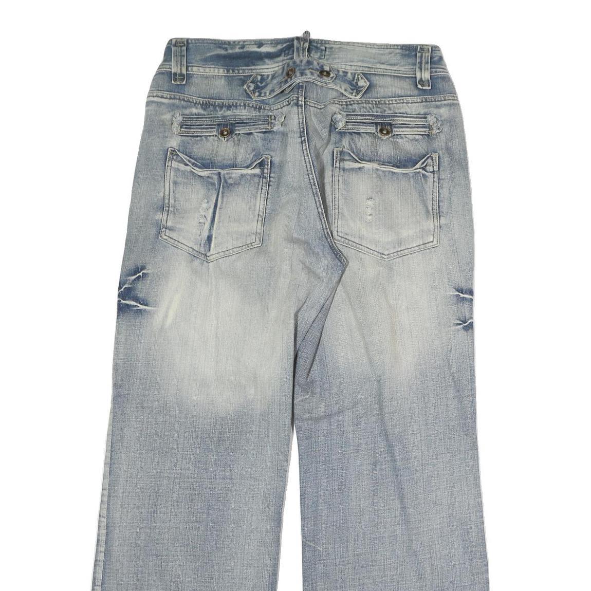 PEUTON Mens Jeans Blue Regular Straight Denim Light W34 L31 Comfort Classic Zip