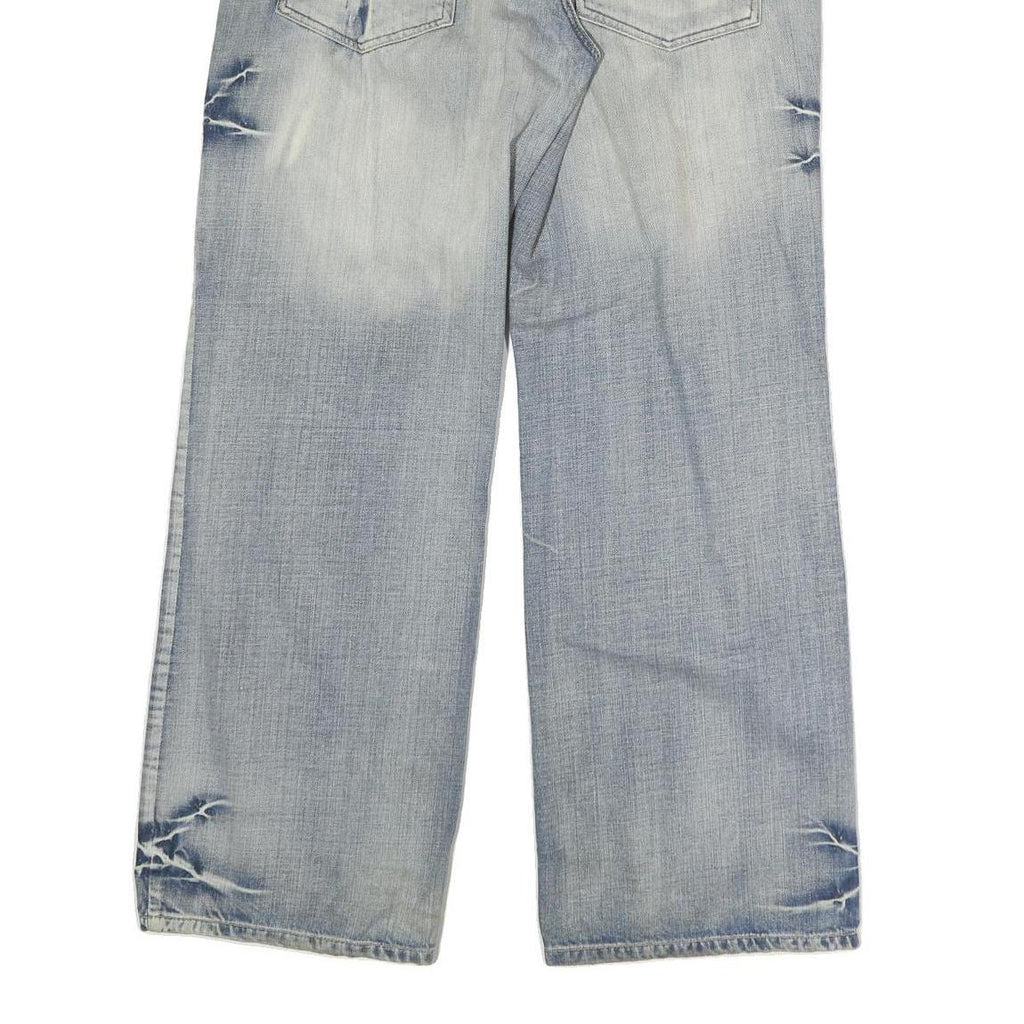 PEUTON Mens Jeans Blue Regular Straight Denim Light W34 L31 Comfort Classic Zip