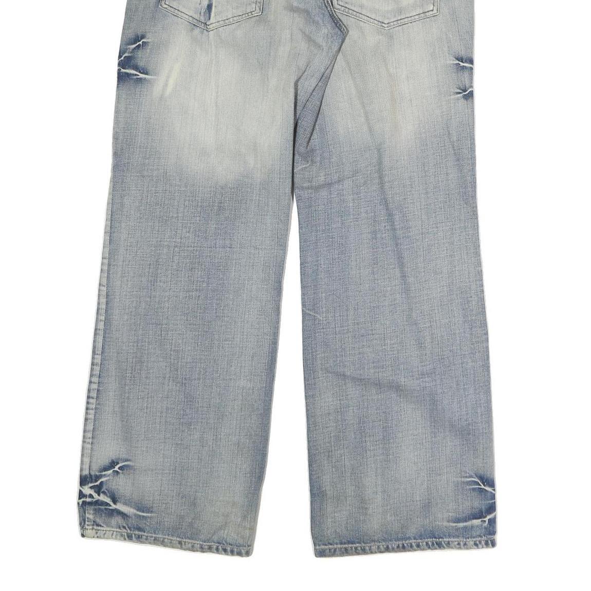 PEUTON Mens Jeans Blue Regular Straight Denim Light W34 L31 Comfort Classic Zip