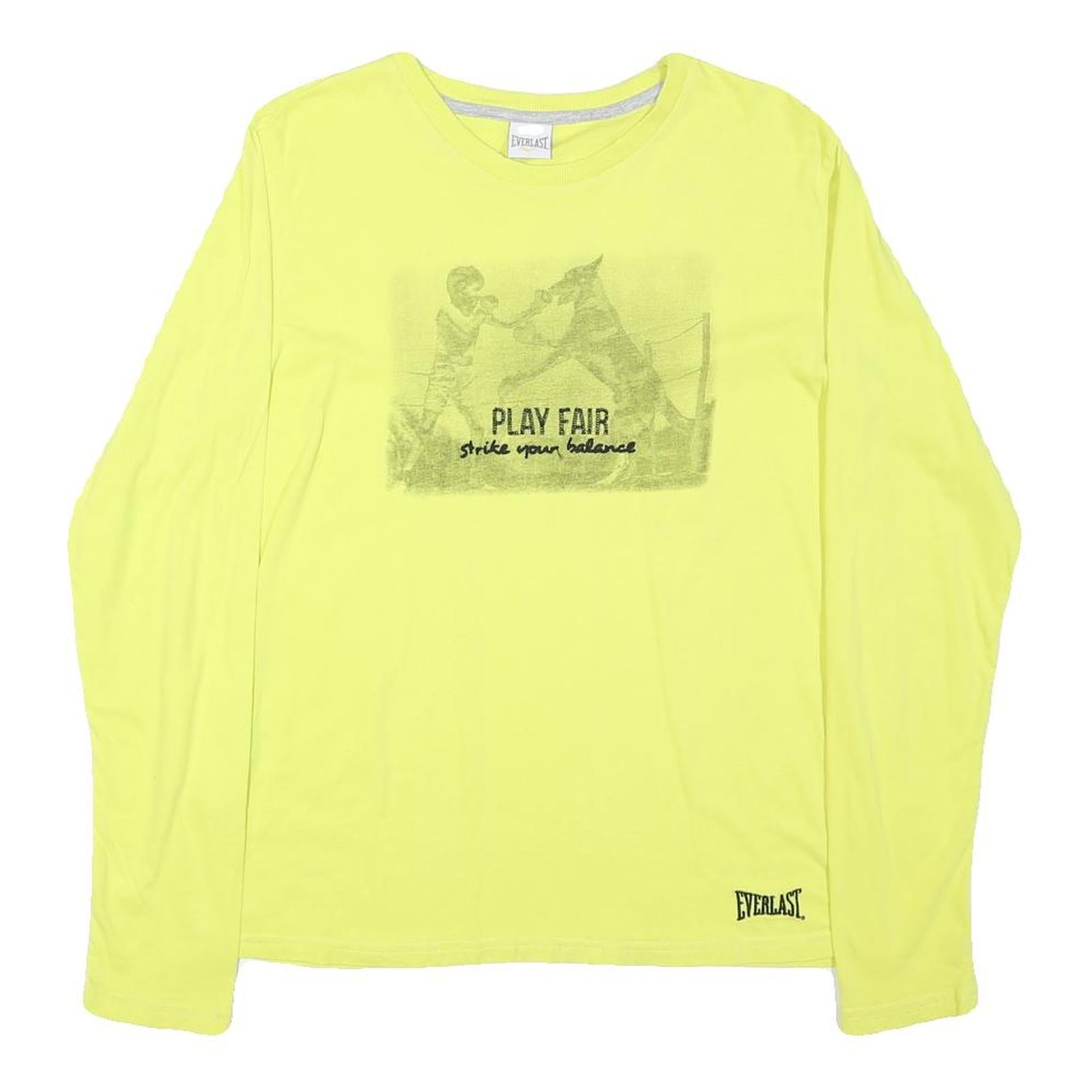 EVERLAST Womens Yellow Graphic T-Shirt M Long Sleeve Crew Neck Cotton Blend