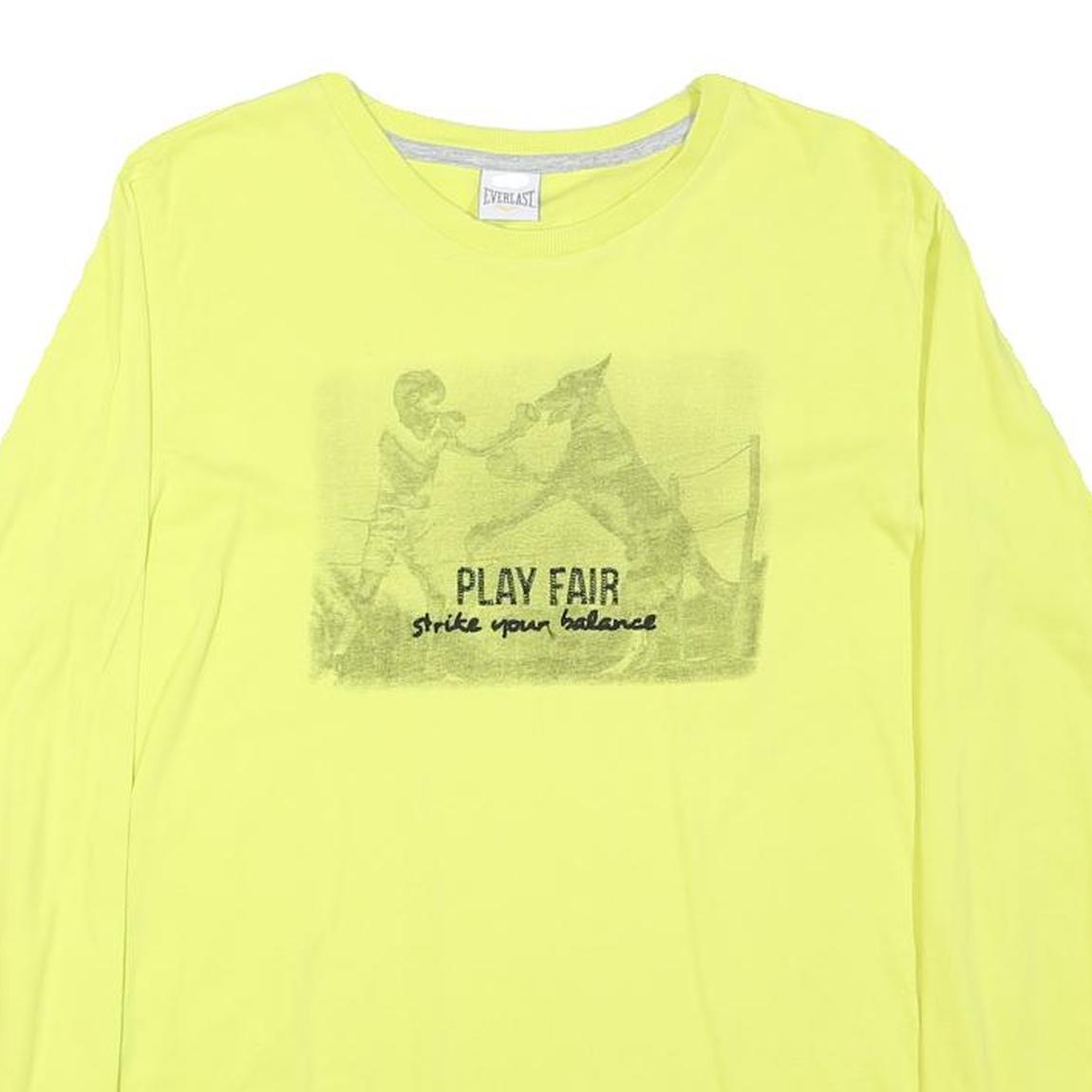 EVERLAST Womens Yellow Graphic T-Shirt M Long Sleeve Crew Neck Cotton Blend
