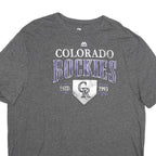 MAJESTIC Mens Grey Colorado Rockies Graphic T-Shirt XL Short Sleeve Crew Neck