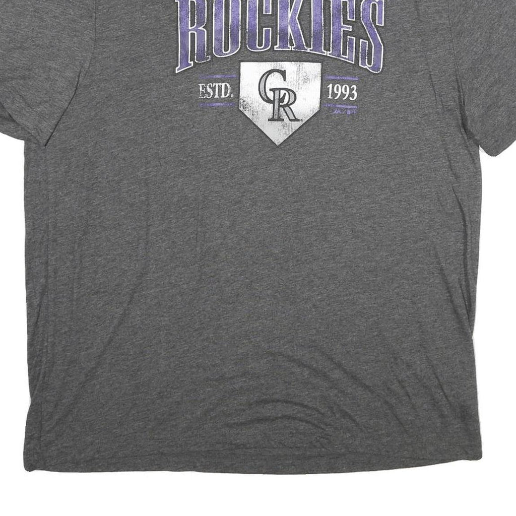 MAJESTIC Mens Grey Colorado Rockies Graphic T-Shirt XL Short Sleeve Crew Neck