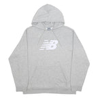 NEW BALANCE Mens Grey Hoodie XL Cotton Blend Pullover Sports Casual Sweatshirt