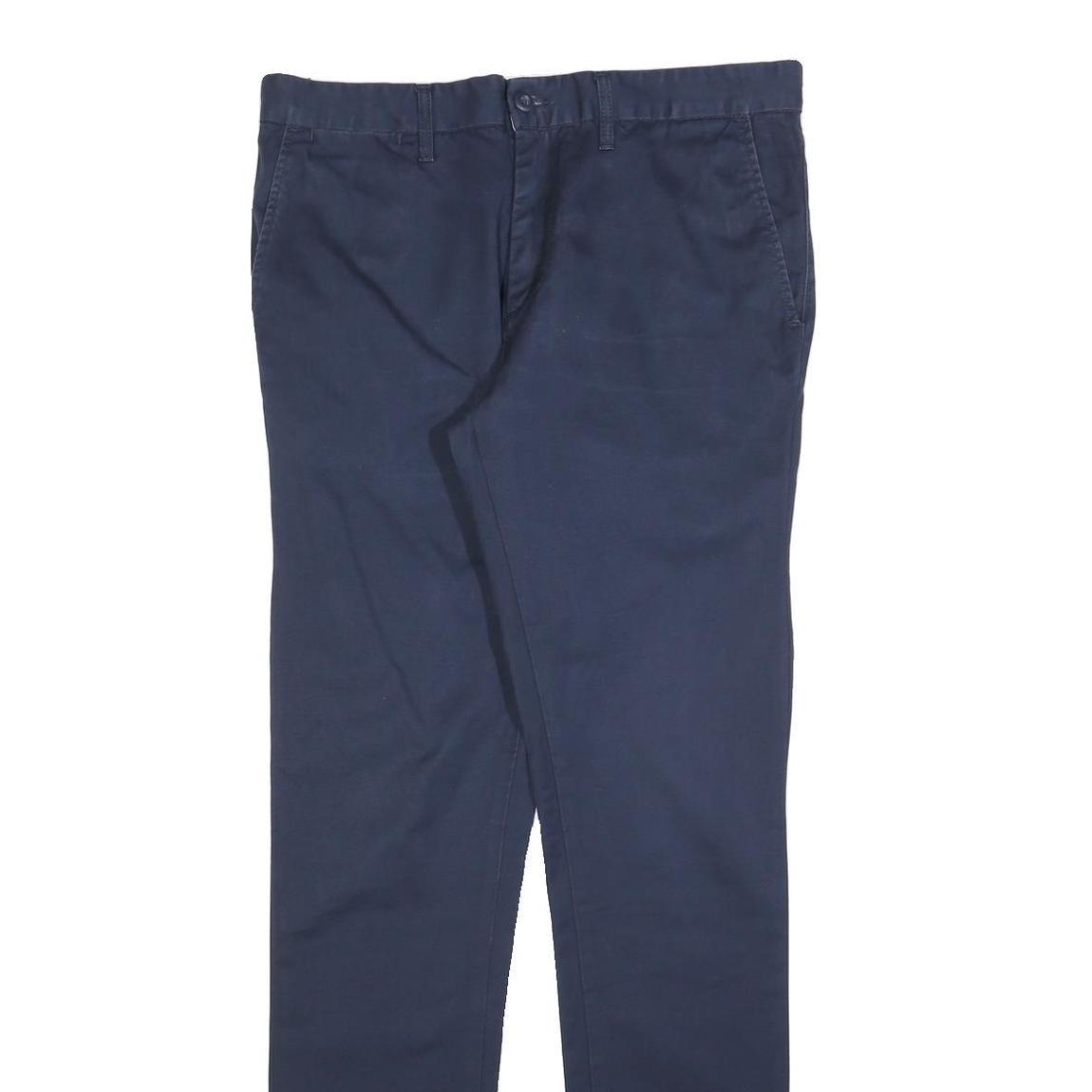 CARHARTT Mens Cotton Blend Navy Slim Straight Trousers W32 L34 Workwear Casual