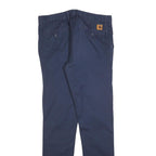 CARHARTT Mens Cotton Blend Navy Slim Straight Trousers W32 L34 Workwear Casual