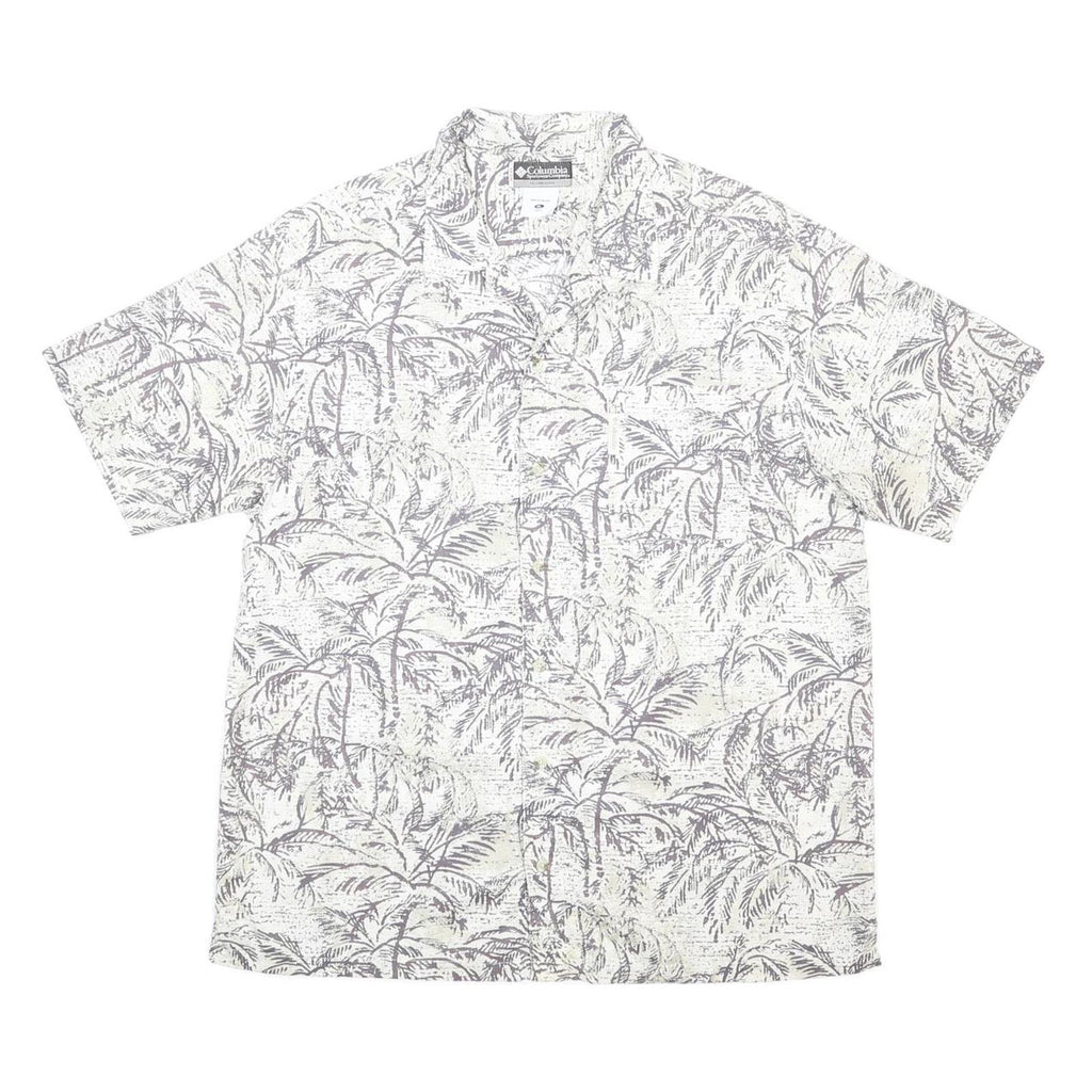 COLUMBIA Mens White Pattern Cotton Shirt XL Casual Beach Holiday Summer