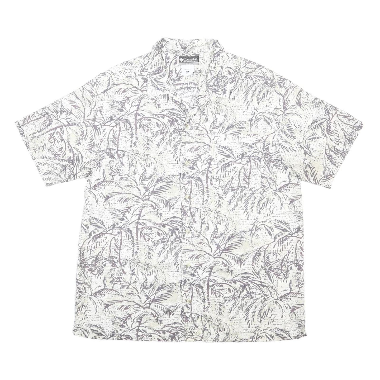 COLUMBIA Mens White Pattern Cotton Shirt XL Casual Beach Holiday Summer
