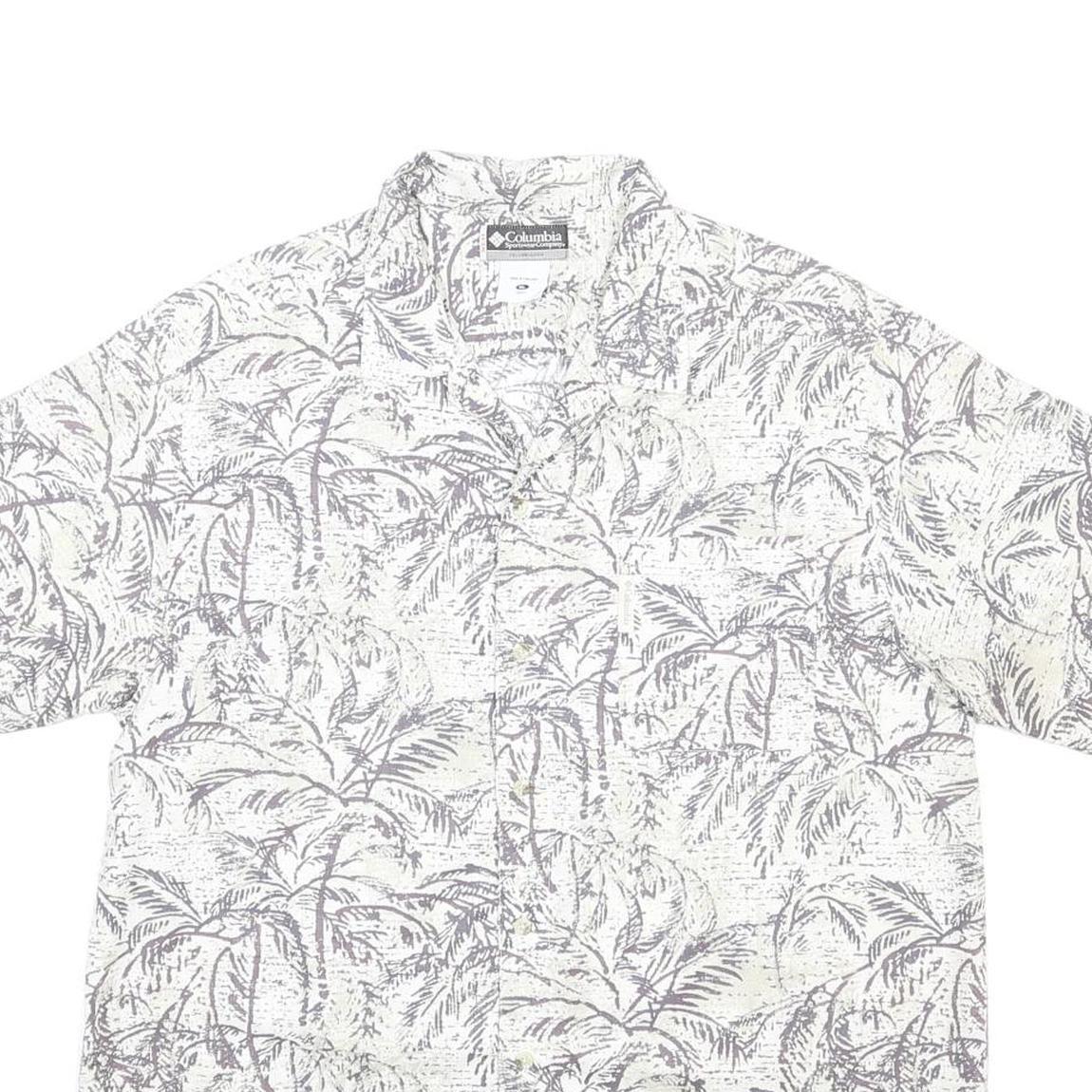 COLUMBIA Mens White Pattern Cotton Shirt XL Casual Beach Holiday Summer